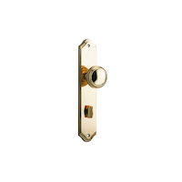 Iver Paddington Door Knob on Shouldered Backplate Privacy Polished Brass 10326P85