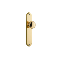 Iver Cambridge Door Knob on Shouldered Backplate Passage Polished Brass 10328