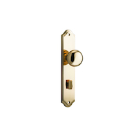 Iver Cambridge Door Knob on Shouldered Backplate Privacy Polished Brass 10328P85