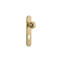 Iver Guildford Door Knob on Oval Backplate Euro Polished Brass 10336E85