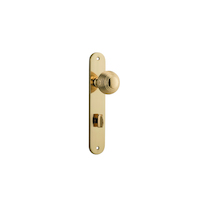 Iver Guildford Door Knob on Oval Backplate Privacy Polished Brass 10336P85