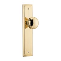 Iver Paddington Door Knob on Stepped Backplate Passage Polished Brass 10338