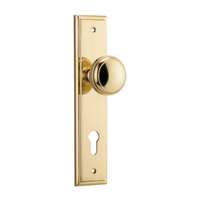 Iver Paddington Door Knob on Stepped Backplate Euro Polished Brass 10338E85