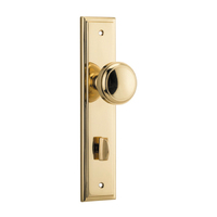 Iver Paddington Door Knob on Stepped Backplate Privacy Polished Brass 10338P85