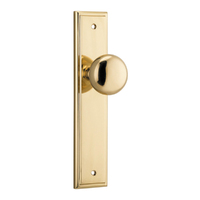 Iver Cambridge Door Knob on Stepped Backplate Passage Polished Brass 10340