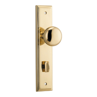 Iver Cambridge Door Knob on Stepped Backplate Privacy Polished Brass 10340P85