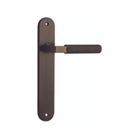 Iver Brunswick Door Lever Handle on Oval Backplate Passage Signature Brass 10768