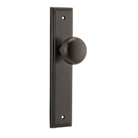 Iver Cambridge Door Knob on Stepped Backplate Passage Signature Brass 10840