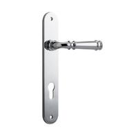 Iver Verona Door Lever Handle on Oval Backplate Euro Chrome Plated 11730E85