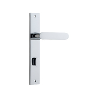 Iver Bronte Door Lever Handle on Rectangular Backplate Privacy Polished Chrome 11748P85