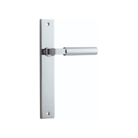 Iver Berlin Door Lever Handle on Rectangular Backplate Passage Polished Chrome 11750