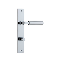 Iver Berlin Door Lever Handle on Rectangular Backplate Privacy Polished Chrome 11750P85