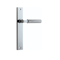 Iver Brunswick Door Lever Handle on Rectangular Backplate Passage Polished Chrome 11752