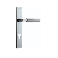 Iver Brunswick Door Lever Handle on Rectangular Backplate Entrance Polished Chrome 11752E85