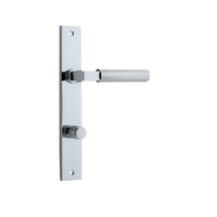 Iver Brunswick Door Lever Handle on Rectangular Backplate Privacy Polished Chrome 11752P85