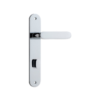 Iver Bronte Door Lever Handle on Oval Backplate Privacy Polished Chrome 11764P85