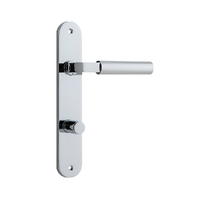 Iver Berlin Door Lever Handle on Oval Backplate Privacy Polished Chrome 11766P85