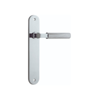 Iver Brunswick Door Lever Handle on Oval Backplate Passage Polished Chrome 11768