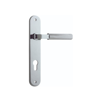 Iver Brunswick Door Lever Handle on Oval Backplate Entrance Polished Chrome 11768E85