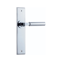 Iver Berlin Door Lever Handle on Chamfered Rectangular Backplate Passage Polished Chrome 11794