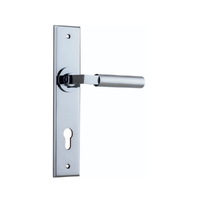 Iver Berlin Door Lever Handle on Chamfered Rectangular Backplate Euro Polished Chrome 11794E85