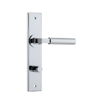 Iver Berlin Door Lever Handle on Chamfered Rectangular Backplate Privacy Polished Chrome 11794P85