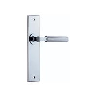 Iver Brunswick Door Lever Handle on Chamfered Backplate Passage Polished Chrome 11796