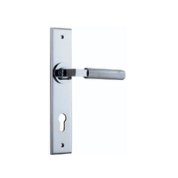 Iver Brunswick Door Lever Handle on Chamfered Backplate Entrance Polished Chrome 11796E85