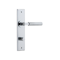 Iver Brunswick Door Lever Handle on Chamfered Backplate Privacy Polished Chrome 11796P85