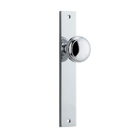 Iver Paddington Door Knob on Rectangular Backplate Passage Chrome Plated 11820