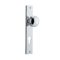 Iver Paddington Door Knob on Rectangular Backplate Euro Chrome Plated 11820E85