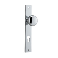 Iver Cambridge Door Knob on Rectangular Backplate Euro Chrome Plated 11822E85