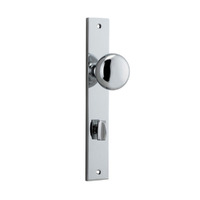 Iver Cambridge Door Knob on Rectangular Backplate Privacy Chrome Plated 11822P85