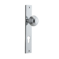 Iver Guildford Door Knob on Rectangular Backplate Euro Chrome Plated 11824E85