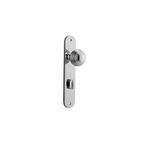 Iver Guildford Door Knob on Oval Backplate Privacy Chrome Plated 11836P85