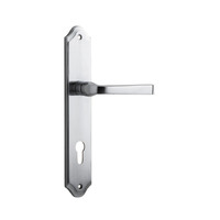 Iver Annecy Lever Handle on Shouldered Backplate Euro Brushed Chrome 12220E85