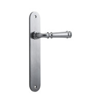 Iver Verona Door Lever Handle on Oval Backplate Passage Brushed Chrome 12230