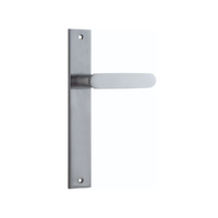 Iver Bronte Door Lever Handle on Rectangular Backplate Passage Brushed Chrome 12248