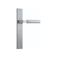 Iver Berlin Door Lever Handle on Rectangular Backplate Passage Brushed Chrome 12250