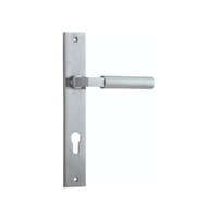 Iver Berlin Door Lever Handle on Rectangular Backplate Entrance Brushed Chrome 12250E85