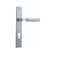 Iver Brunswick Door Lever Handle on Rectangular Backplate Entrance Brushed Chrome 12252E85