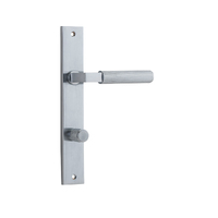 Iver Brunswick Door Lever Handle on Rectangular Backplate Privacy Brushed Chrome 12252P85