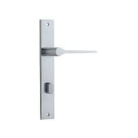 Iver Como Door Lever Handle on Rectangular Backplate Privacy Brushed Chrome 12254P85