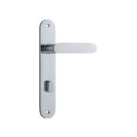 Iver Bronte Door Lever Handle on Oval Backplate Privacy Brushed Chrome 12264P85
