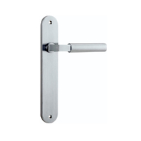 Iver Berlin Door Lever Handle on Oval Backplate Passage Brushed Chrome 12266