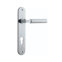 Iver Berlin Door Lever Handle on Oval Backplate Euro Brushed Chrome 12266E85