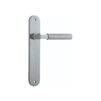 Iver Brunswick Door Lever Handle on Oval Backplate Passage Brushed Chrome 12268