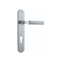 Iver Brunswick Door Lever Handle on Oval Backplate Entrance Brushed Chrome 12268E85