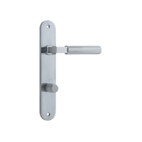 Iver Brunswick Door Lever Handle on Oval Backplate Privacy Brushed Chrome 12268P85