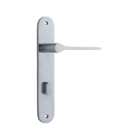 Iver Como Door Lever Handle on Oval Backplate Privacy Brushed Chrome 12270P85